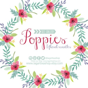 Marcos Flores en Acuarela, Clipart PNG, pintadas a mano, arreglo de flores, marcos, para invitaciones, despedida de soltera, tarjetas, blog