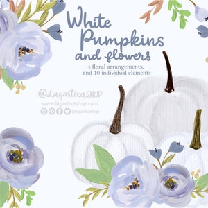 Calabazas Blancas Decoradas Acrilico Floral clipart, PNG, Bouquet de flores Boda, vintage, impresionista flores, Violetas pintadas a mano