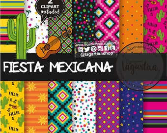 Cinco de Mayo Mexican Patterns, Digital Paper, FREE clipart, PNG, mexican party, Fiesta Mexicana, colorful, traditions, zarape, cactus
