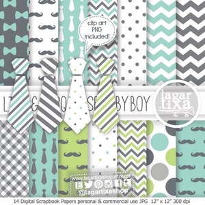 Dia dos Pais, Fundos de Papel Digital Gravatas, Bigodes e Chevron Verde Limão Turquesa, fundos de convites cartões de blog da Lagartixa
