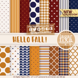 Herfst, oker, marineblauw, kers, wijnrood, strepen, lijnen, stippen, voor planner, digitale papieren, uitnodigingen, kaarten, blog,