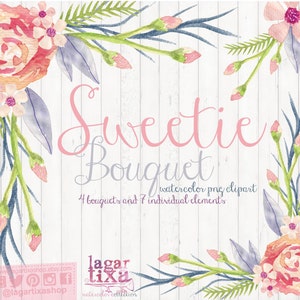 Watercolor Floral clipart PNG wedding bouquet arrangement | Etsy