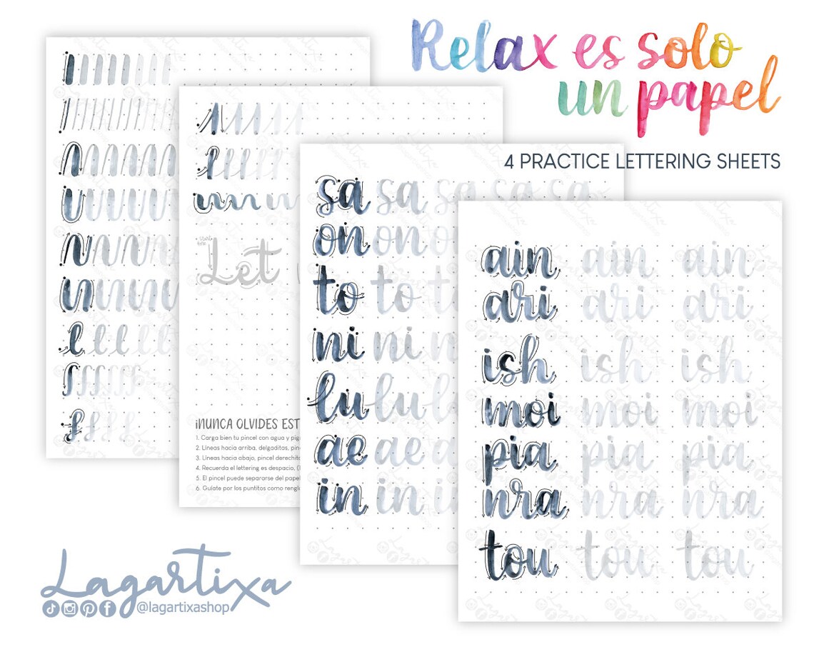 Basic Exercises Lettering Free Hand Practice Sheets Printable | Instant ...