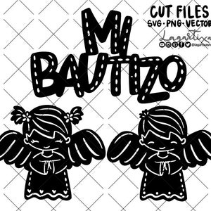 Battesimo Angeli tagliare file SVG Vector ragazzo ragazza Il mio battesimo stencil torta topper evento decorazione carta legno taglio laser Download File digitale