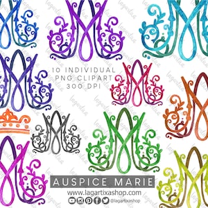 Monogramm Ave Maria Aquarell Für Einladungen Taufe Erstkommunion Hochzeit Religiöse Veranstaltung Katechismus Erinnerungen Tags