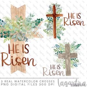 Cruces y Flores Clipart PNG para sublimación Flores en Acuarela, Eventos Bautizo, Primera Comunion, Decoracion Etiquetas, tarjetas, regalos