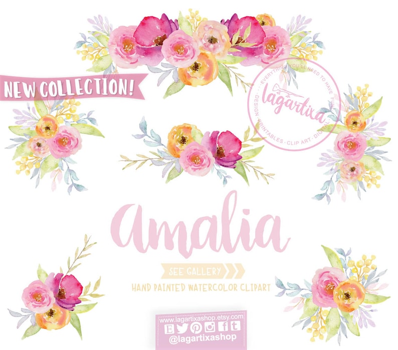 Watercolor Floral clipart PNG wedding bouquet arrangement | Etsy
