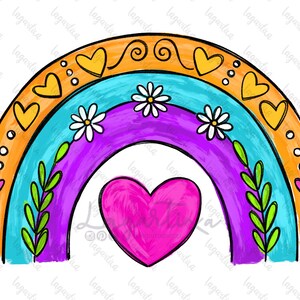 Valentine’s Floral Rainbow Aquarelle Sublimation Image design pour t-shirts imprimés décoration de la maison T-shirt d’été serviettes tasses art numérique