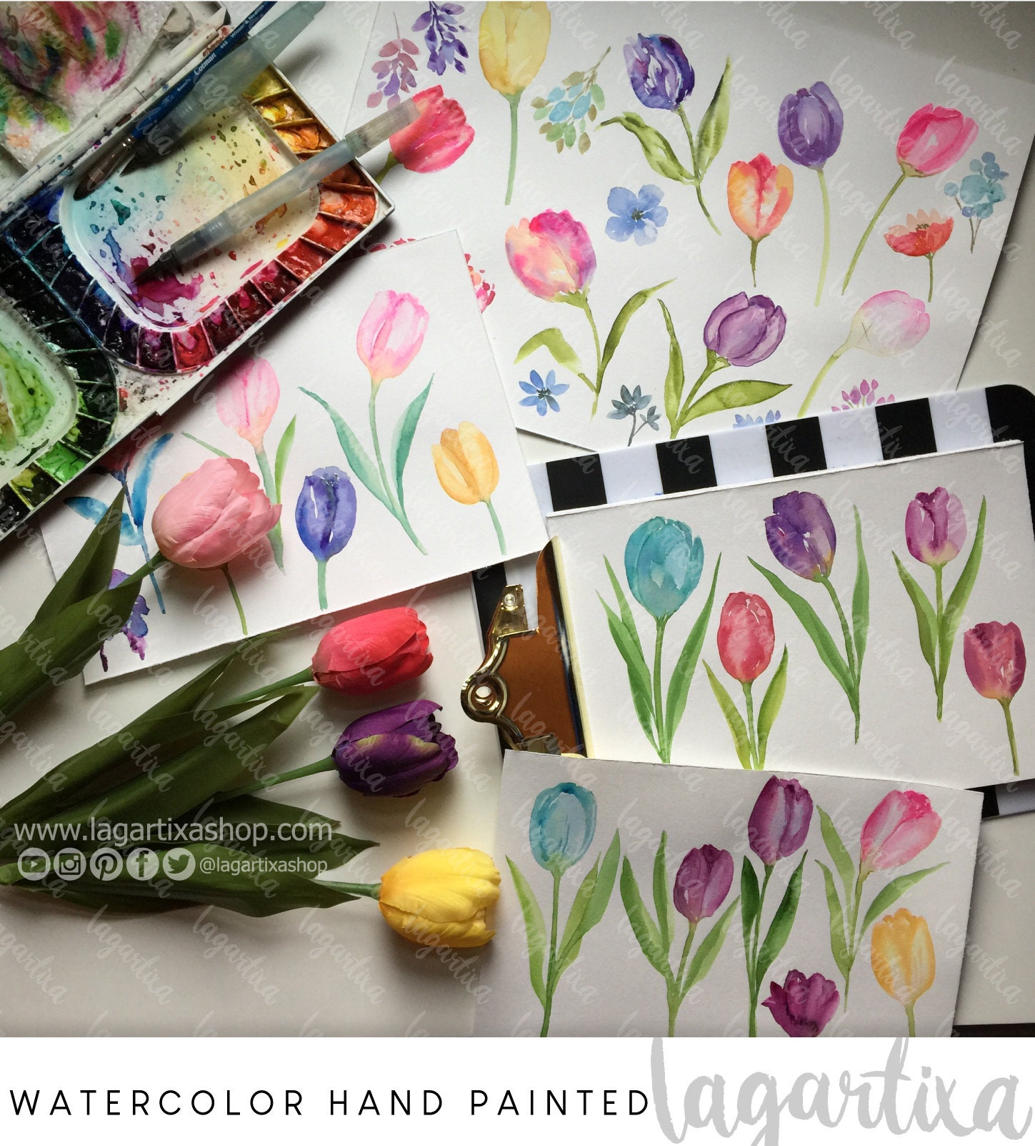 Easter Tulips Watercolor Clipart, Spring Floral PNG, Wedding Bouquet ...