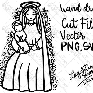 Wytnij plik Matka Boska Dziewica Maryja z dzieckiem Meksykańska sylwetka Dziewicy modlący się anioł SVG PNG wektor, pierwsza komunia, chrzest, wzory religijne