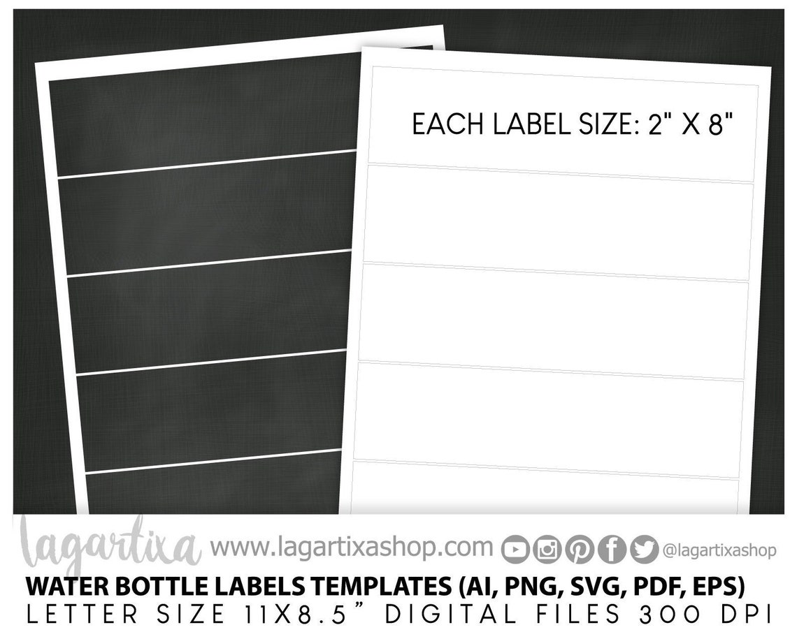 Water bottle labels diy Template Digital File 2x8 inches each Etsy Water bottle labels diy Template Digital File 2x8 inches each Etsy