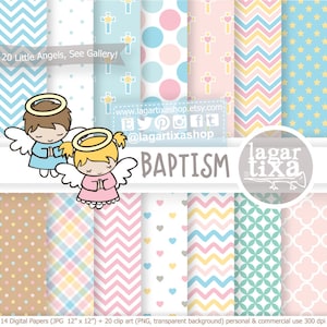 Taufe Zwillinge Angelita und Angelito Rosa Azul Super Pack 20 Bilder PNG Clipart 14 Digital Papers Junge Mädchen kreuzt Sterne Herzen
