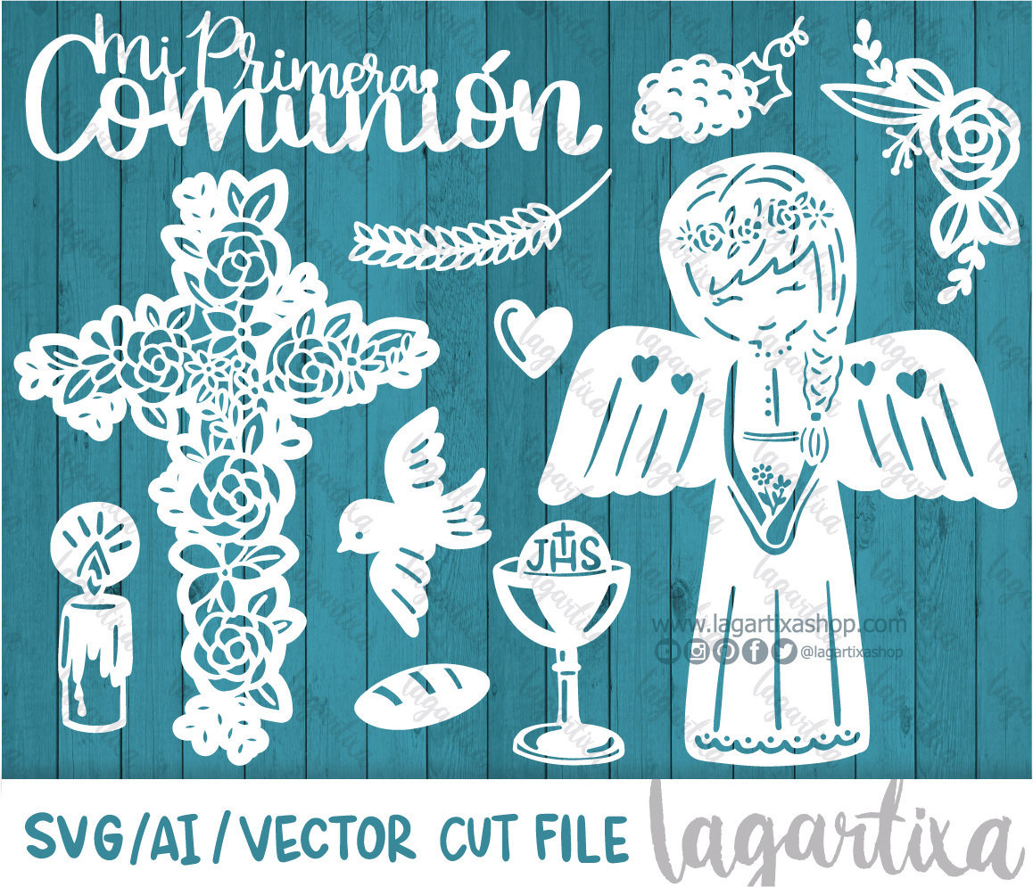 Cruz Flores Niña Angel Primera Comunion Archivo de Corte SVG Etsy México
