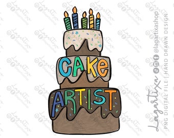 Birthday Cake PNG Design | Hand Drawn Digital Download | Chalk Design | BOY Birthday | Printable Art | Sublimation Design | Birthday Cake |