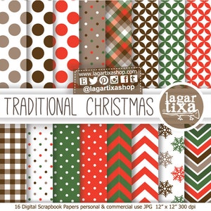 Digitales Papier Weihnachten Traditioneller Rotgrüner Kaffee Digitale Hintergründe Weihnachten für Einladungen Blog Druckbare Karten Etiketten Topper