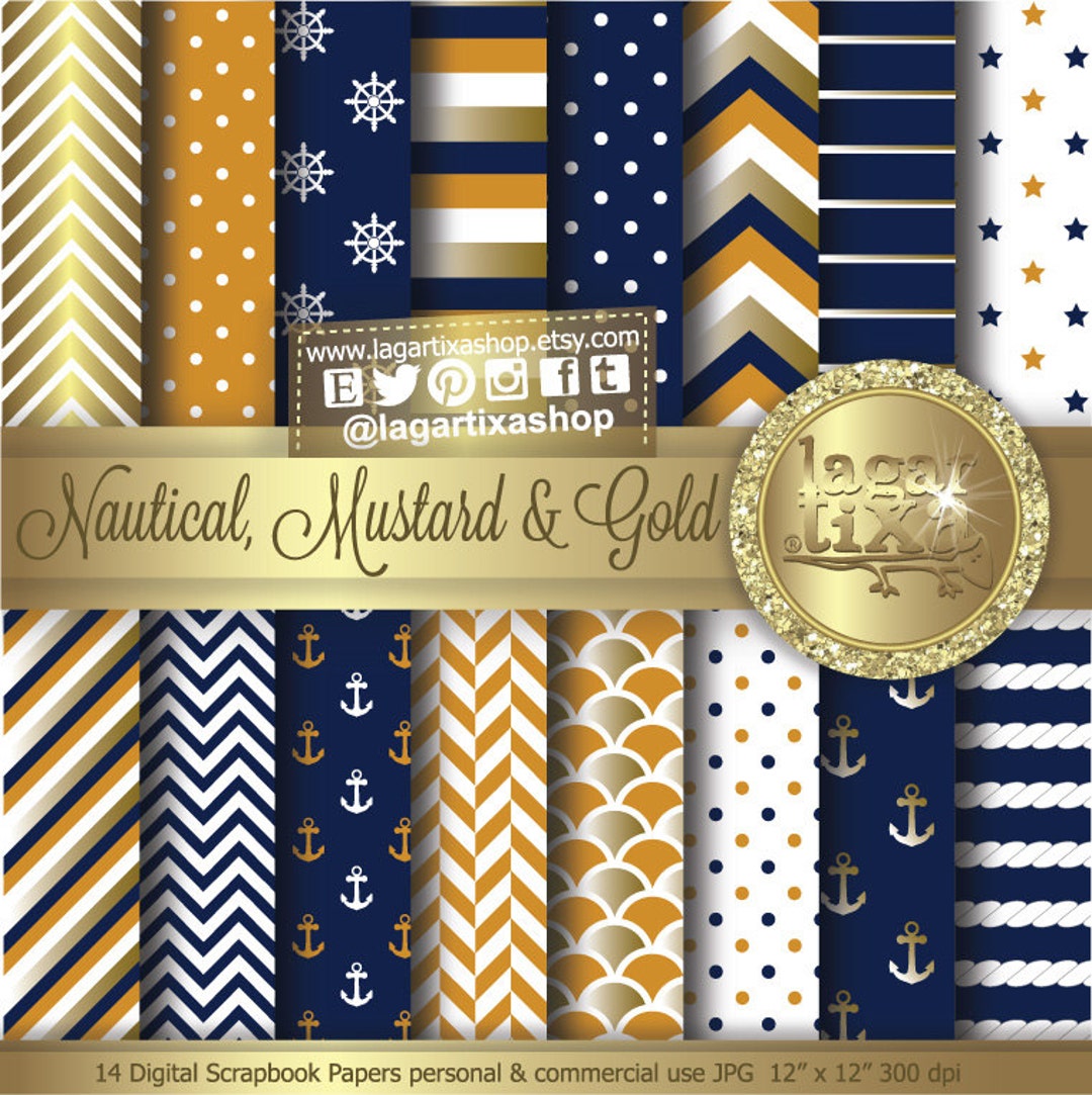 Papel Digital Fondo Naval Mostaza Azul Marino Oro Papel Dorado Chevron  Zigzag Puntos Timones anclas Nautico Polka dots cuerdas Mar Marina - Etsy  ..., image size:1080x1083