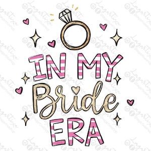 私の花嫁時代の結婚指輪 PNG インスタント ダウンロード手描きデザイン ブライズメイド ギフト、昇華用 UV DTF 転送落書きゴールド グリッター