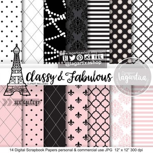 Fondos Paris, Papel Digital, Rosa Palido, Negro, Encaje, damask, baby shower, despedida de soltera, cumpleaños, invitaciones, etiquetas
