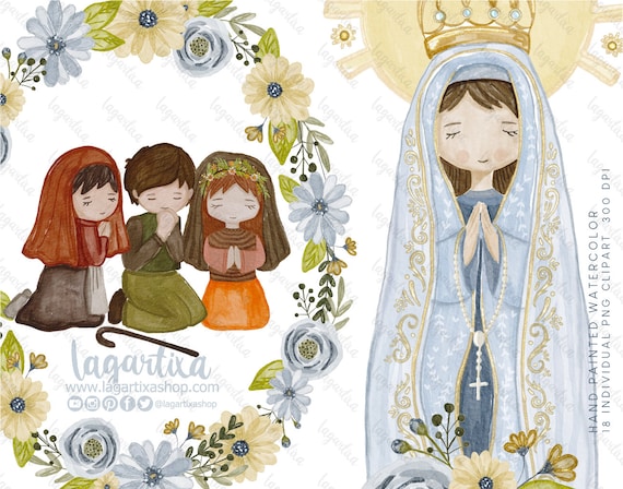 Fatima Virgin Our Lady of Fatima Praying Floral Hand Painted