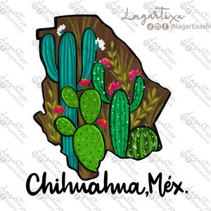 Chihuahua Mexico Map for Sublimation Floral PNG for t-shirt Mug Towels Travel to Mexico Souvenir DIY Digital File Image Hand Drawn Roses