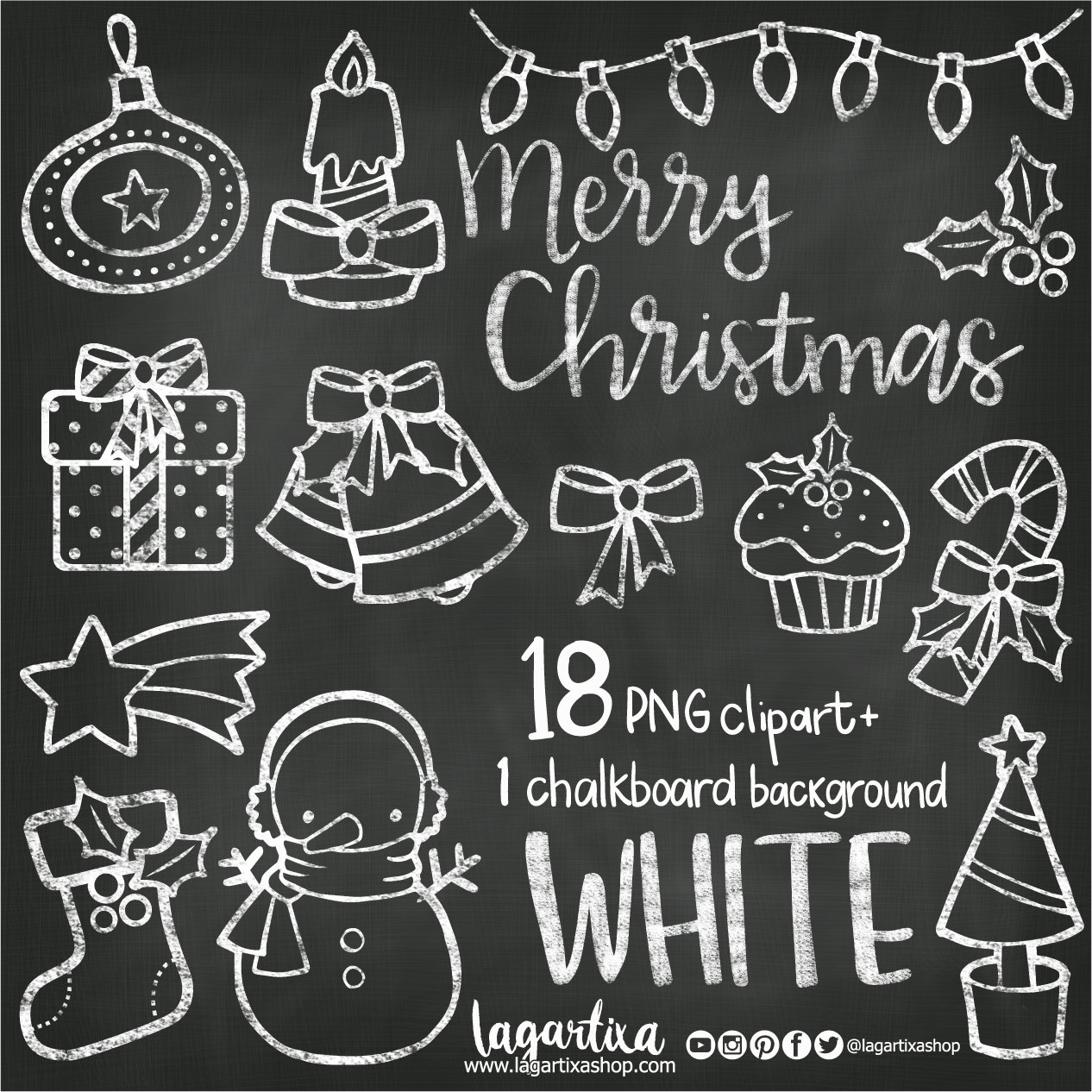 Pizarra Navidad Gises Blanco Clipart Mono Nieve Regalos Campanas Arbol  Navidad Caramelo Copos Moños Cupcake Esferas Bota PNG tarjetas regalo, image size:1266x1266