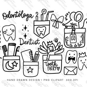 Fée des dents et Souris des dents, enfants, dentiste pédiatrique, petites dents, molaires, dessins à la main, images PNG, invitations, cartes, blog