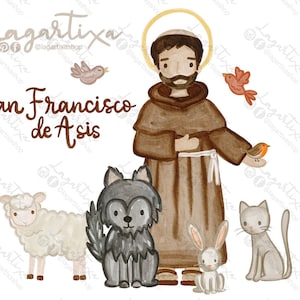 Heiliger Franz von Assisi, Aquarell-Heilige und Tiere | png Clipart Erstkommunion, Taufe, Religiös, Tiere, Tierärzte, Handgemalt