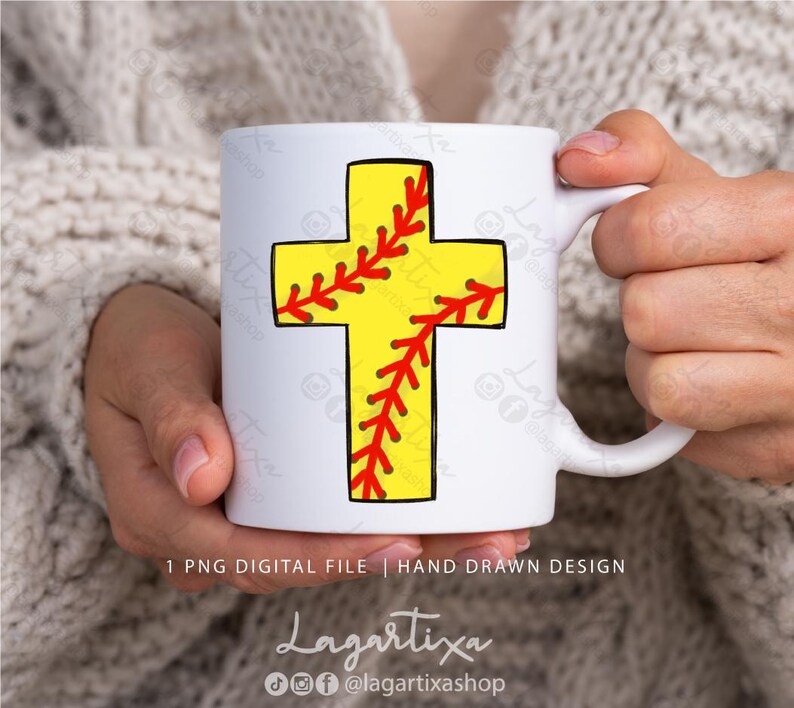 Baseball and Softball Christian Cross | Sport | Digital Files PNG Hand ...