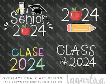 Disegni PNG Clipart di laurea 2023 e 2024 File digitali scolastici Kinder, Primaria, Secondaria, Virus per l&#39;editing fotografico, scritte