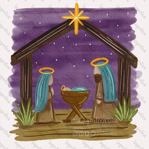 Navidad Pesebre Sublimación Pintado a Mano, José María y Jesus recién nacido Bautizo Religiosas Cristianismo Nacimiento Jesus