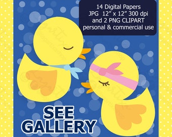 Baby Girl Little Duck Digital Paper, Easter Patterns, Spring elements for Event decoration