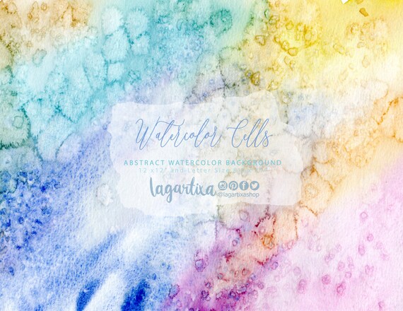 Abstract Watercolor Digital Paper Handpainted Pattern Blue Etsy