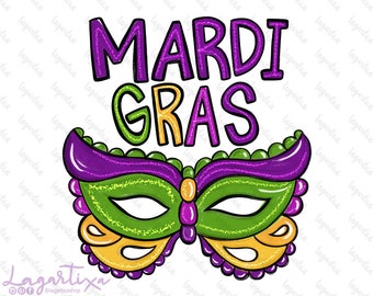 Mardi Gras butterfly Design face mask hand drawn Sublimation Digital Art for T-shirts Mugs Tumblers Carnival PNG New Orleans Lousiana Parade