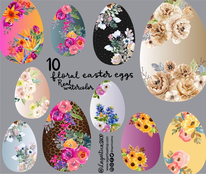 Floral Easter Eggs Hand Painted Watercolor Decorations Clipart PNG for ...
