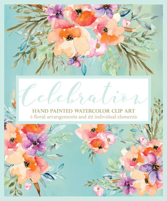Watercolor Floral clipart PNG wedding bouquet arrangement | Etsy