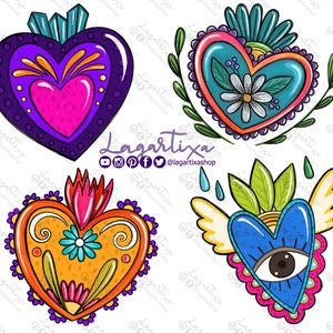 Sagrado Corazón de Jesús Dibujos Mexicanos Folkloricos Colores Ojos Sublimacion Archivo digital PNG hacho a mano