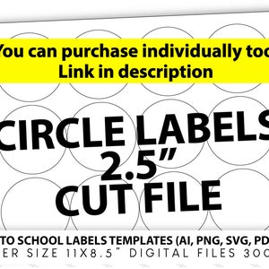 Basic School Templates Labels for Back to School Cut Files PNG SVG Eps Pdf Ai Rectangle Circle and for Pencils, Books, Classroom Supplies image 2