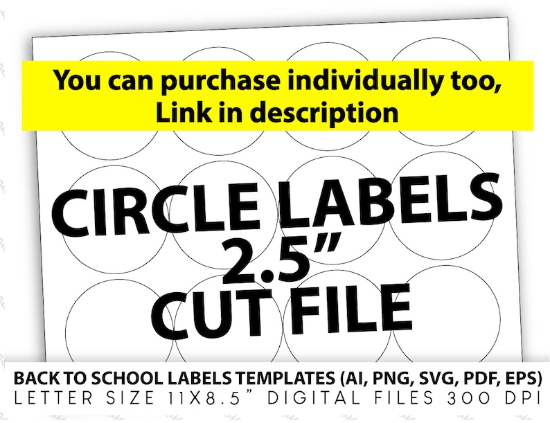 Basic School Templates Labels for Back to School Cut Files PNG SVG Eps Pdf Ai Rectangle Circle and for Pencils, Books, Classroom Supplies image 2