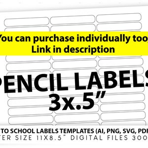Basic School Templates Labels for Back to School Cut Files PNG SVG Eps Pdf Ai Rectangle Circle and for Pencils, Books, Classroom Supplies image 4