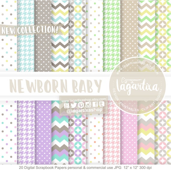 Digital Paper Baby Pastel Pale Pink Blue Purple Teal Romantic Etsy