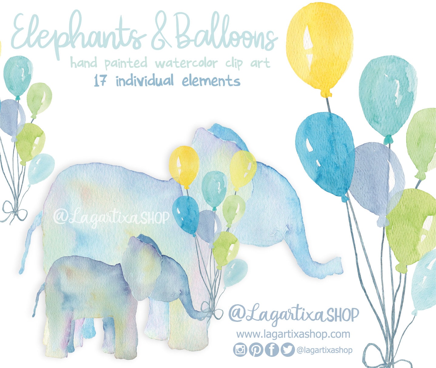 Blue Yellow Elephant Etsy