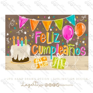 Spanish Happy Birthday digital Sign Chalk Handwritten Effect PNG Clipart Overlays Digital Files Instant Dowload Individual Elements Digital