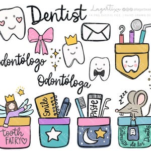 Fée des dents et Souris des dents, enfants, dentiste pédiatrique, petites dents, molaires, dessins à la main, images PNG, invitations, cartes, blog