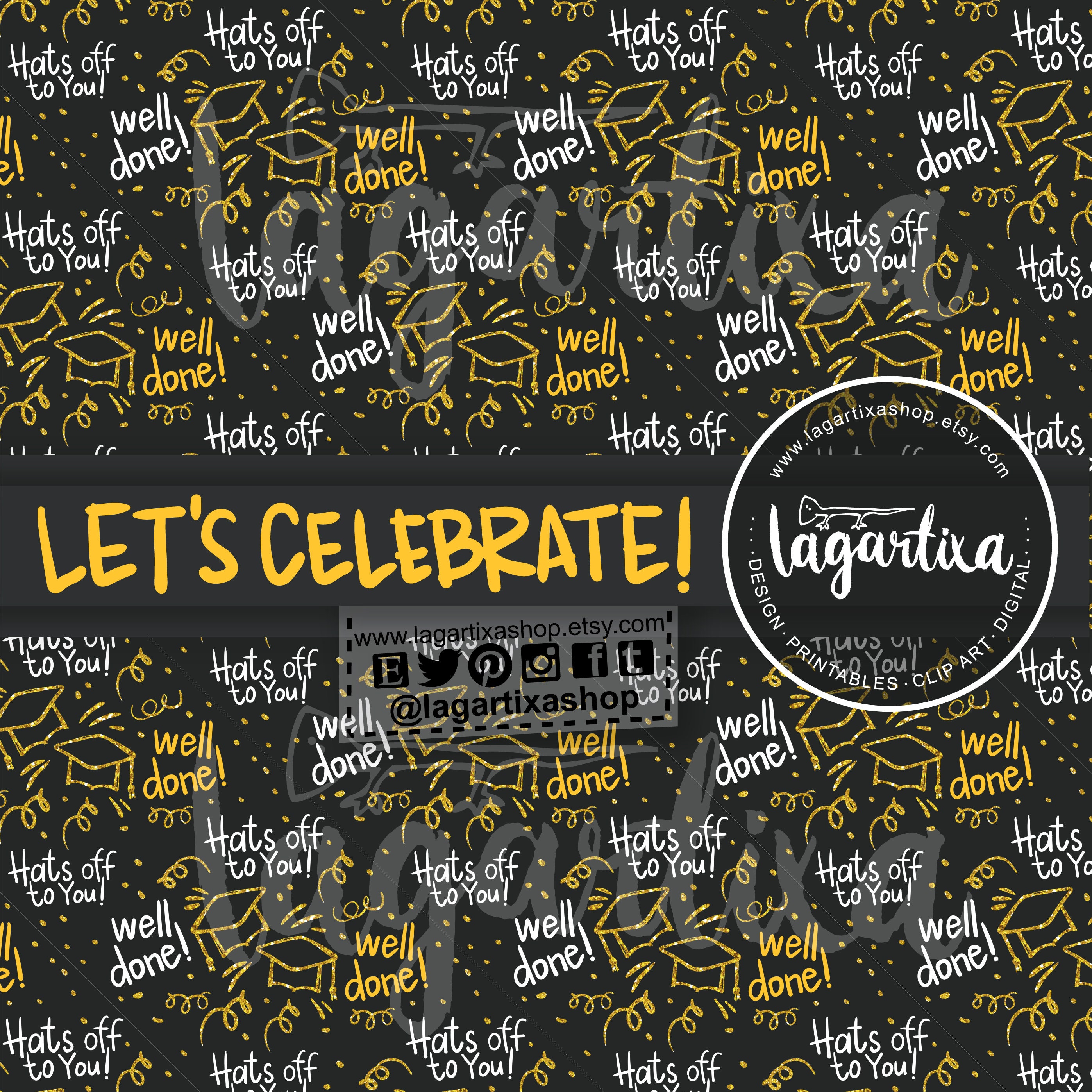 Graduation Class of 2024 Digital Paper Black Gold Glitter Graduation ...