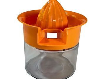 VTG Orange Citrus Juicer Reamer Strainer Manual Glass Retro Kitchen Tool MCM 70s