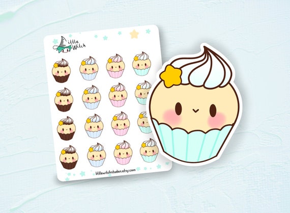 Birthday Cupcake sticker sheet Kawaii journal stickers Paper & Party ...