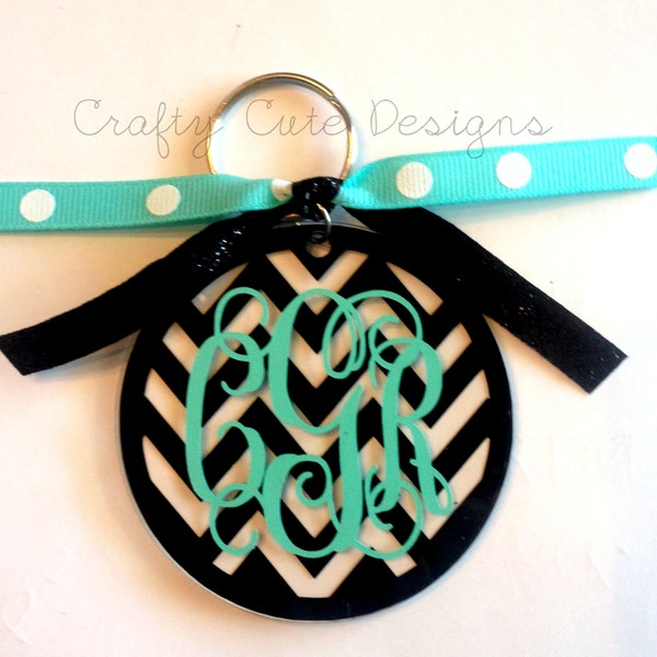 Chevron Monogrammed Keychain