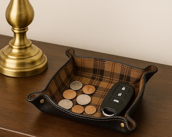 Leather Valet with plaid lining RV-138