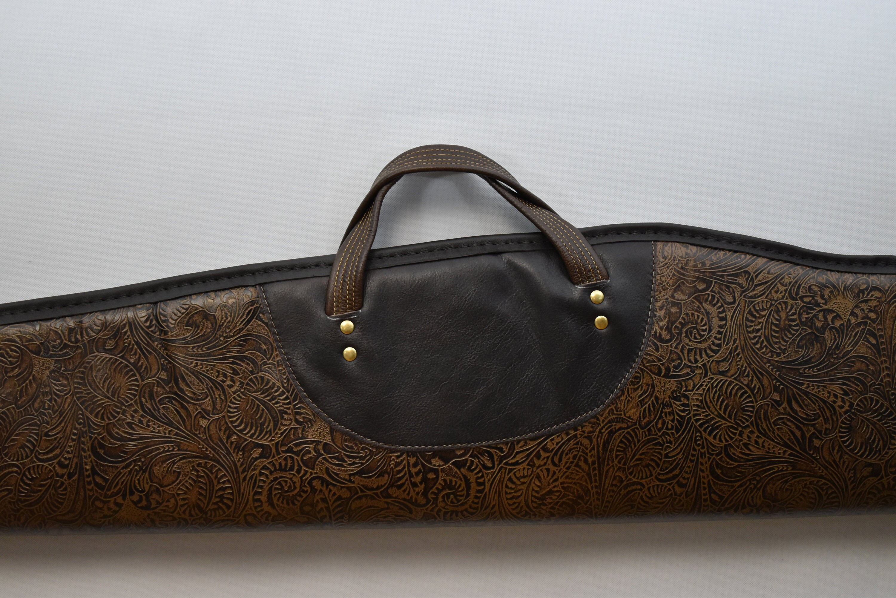 Scoped Rifle Case Tooled Leather w/ Dark Brown Trim Etsy