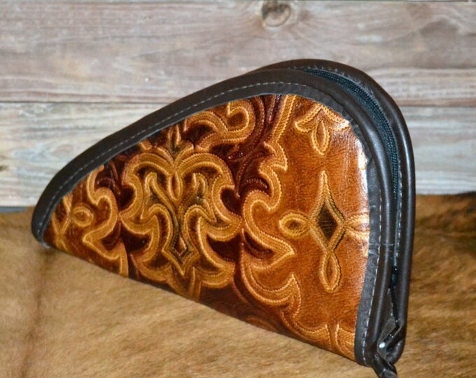 Leather Pistol Case Embossed and Tooled Leather LP376 Etsy